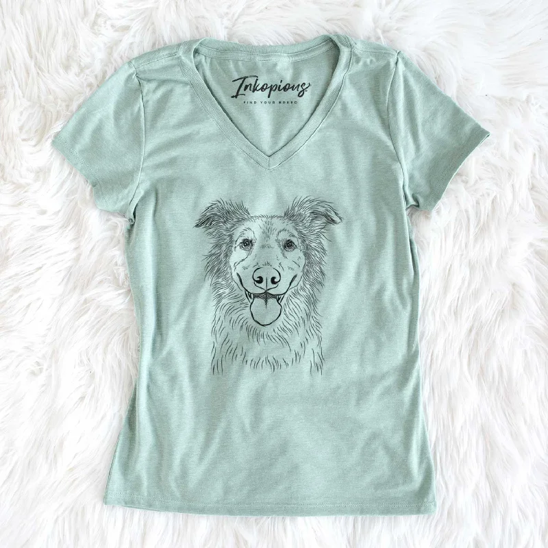 Bare Ruxtin the Mixed Breed - Women's V-neck Shirt-- Rayon Velvet Corduroy