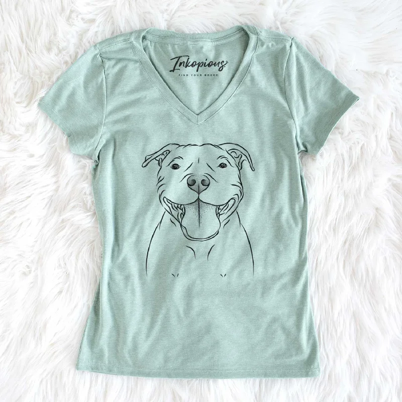 Bare Wafer the Staffordshire Bull Terrier - Women's V-neck Shirt-- Thin T-Shirt Open Front Quick Dry