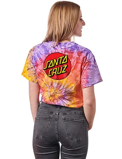 Santa Cruz Women's Classic Dot Tie Dye T-Shirt-- Solid Print Embellished
