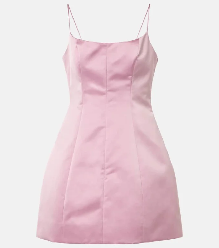 Blumarine Duchess satin mini dress Comfortable One-Shoulder Mini Dress