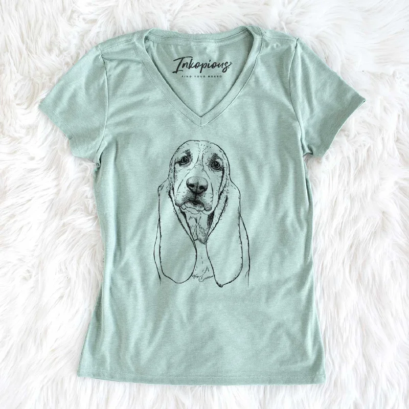 Bare Rolo the Basset Hound - Women's V-neck Shirt-- Anti-Shrink Durable Soft