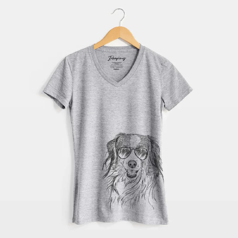 Aviator Rutger the Nederlandse Kooikerhondje - Women's V-neck Shirt-- Cozy Warm Stylish
