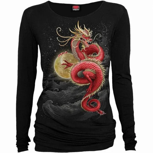 Spiral Direct Womens/Ladies Shenlong T-Shirt-- Zippered Front Buttoned Front Snap Front