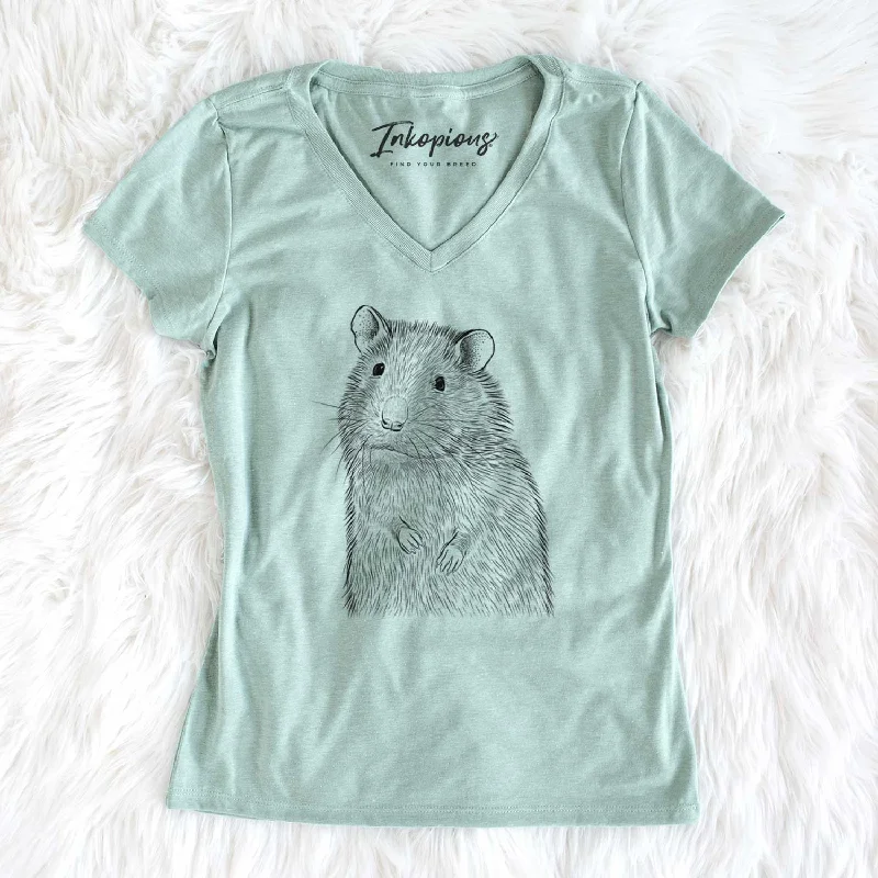 Bare Rizzo the Rat - Women's V-neck Shirt-- Notch Collar Peter Pan Collar Cowl Neck
