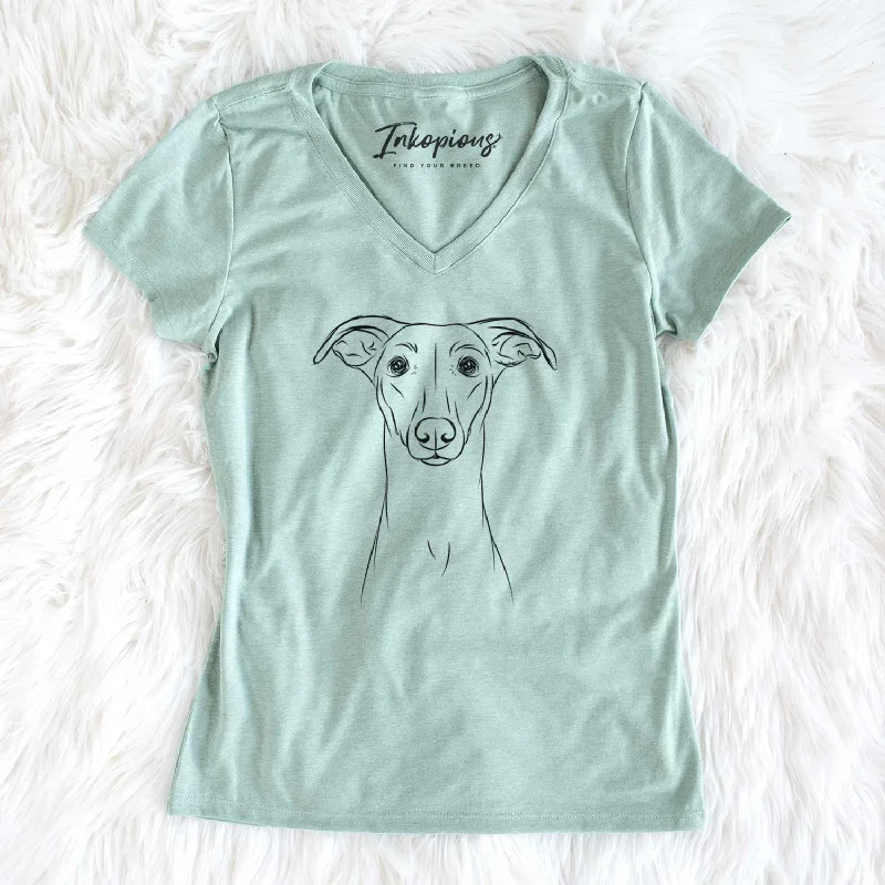 Bare Wallace the Whippet - Women's V-neck Shirt -- Basic T-Shirt Crew Neck Short Sleeve