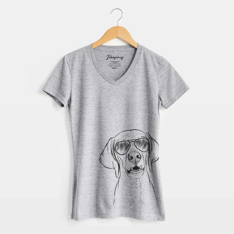 Aviator Sarge the Vizsla - Women's V-neck Shirt-- Boxy Fit Fitted Loose