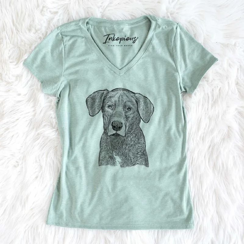 Bare Tom the Lab Dane Mix - Women's V-neck Shirt-- Handmade Hand-knitted Hand-woven