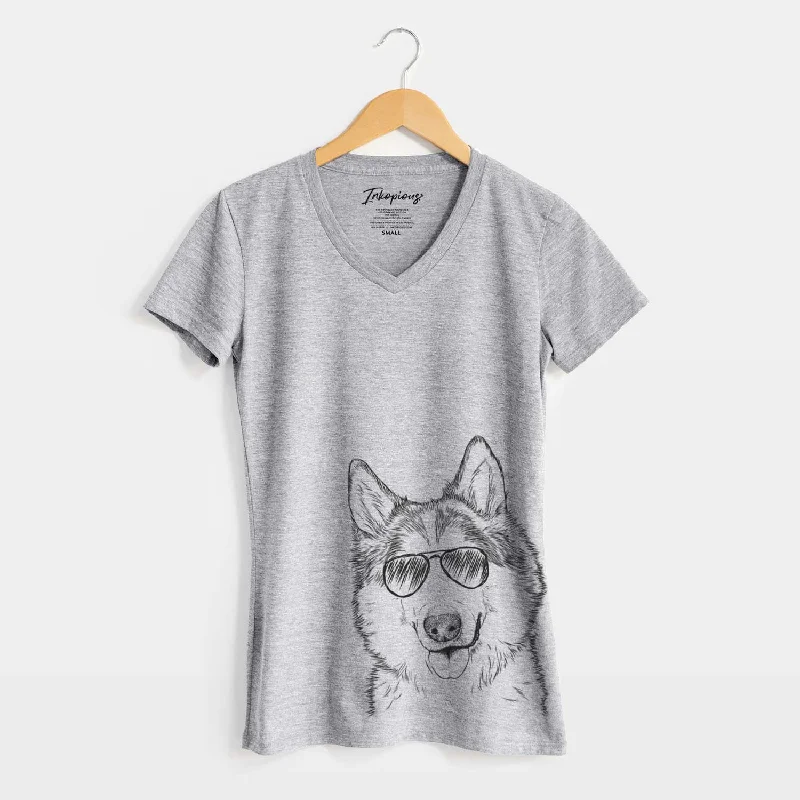 Aviator Roshi the Mixed Breed - Women's V-neck Shirt -- Basic T-Shirt Crew Neck Short Sleeve