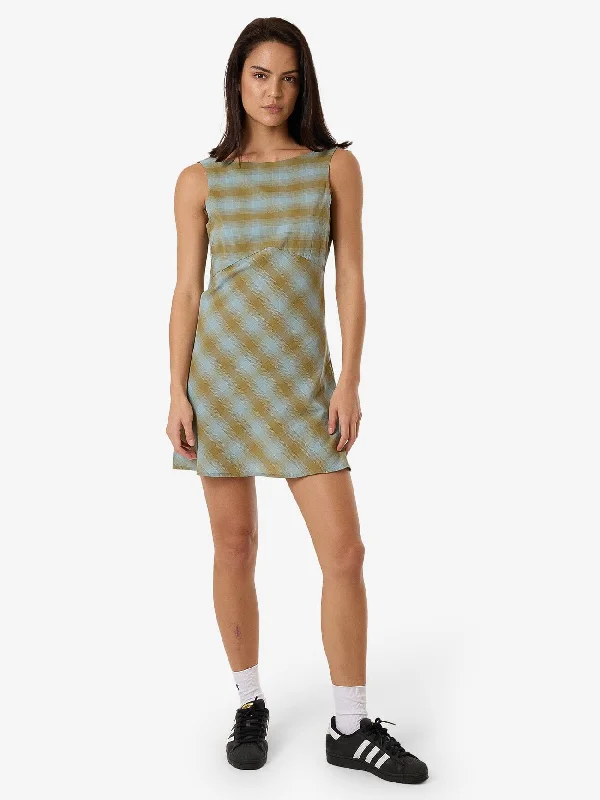 Ansley Xavier Mini Dress - Stone Blue Fashionable Off-Shoulder Mini Dress