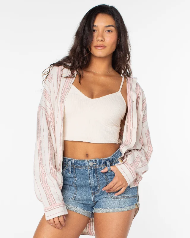 Morning Time Shirt - Pink Champagne-- Terry Blend Velvet Blend Canvas Blend
