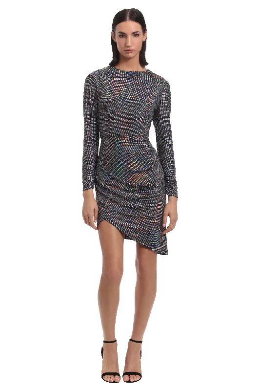 Shirred Skirt Mini Dress Elegant Floral-Print Mini Dress