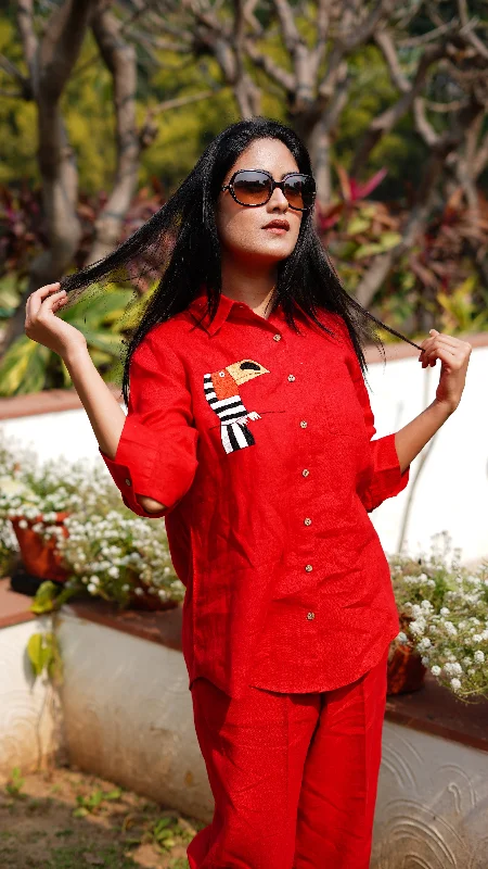 Red Shirt-- Polka Dot Checkered Tartan