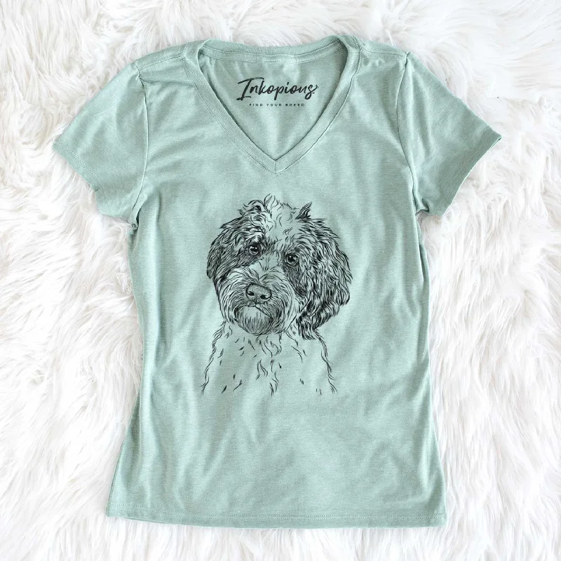 Bare Rooney the Aussiedoodle - Women's V-neck Shirt-- Modern Contemporary Chic
