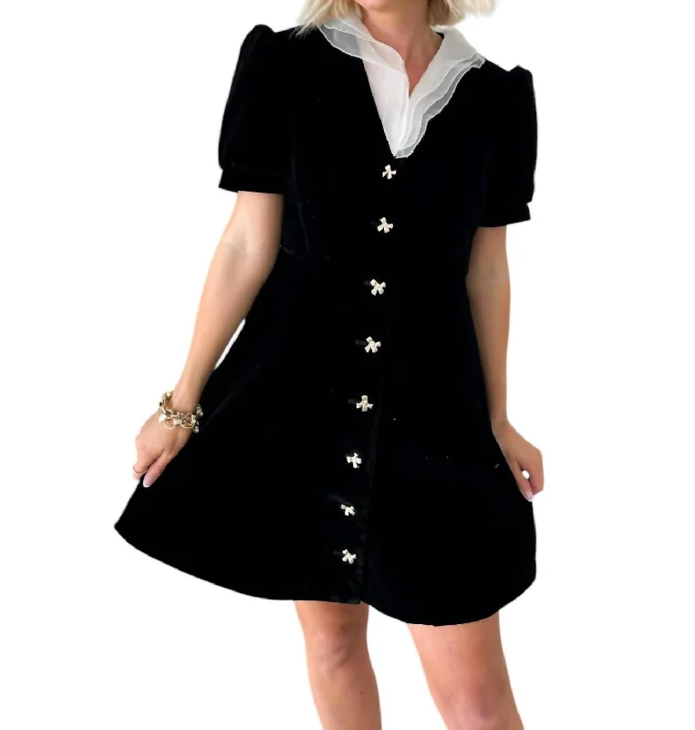 Perfect Pairings Bow Mini Dress In Black Velvet Stylish Sweetheart Mini Dress