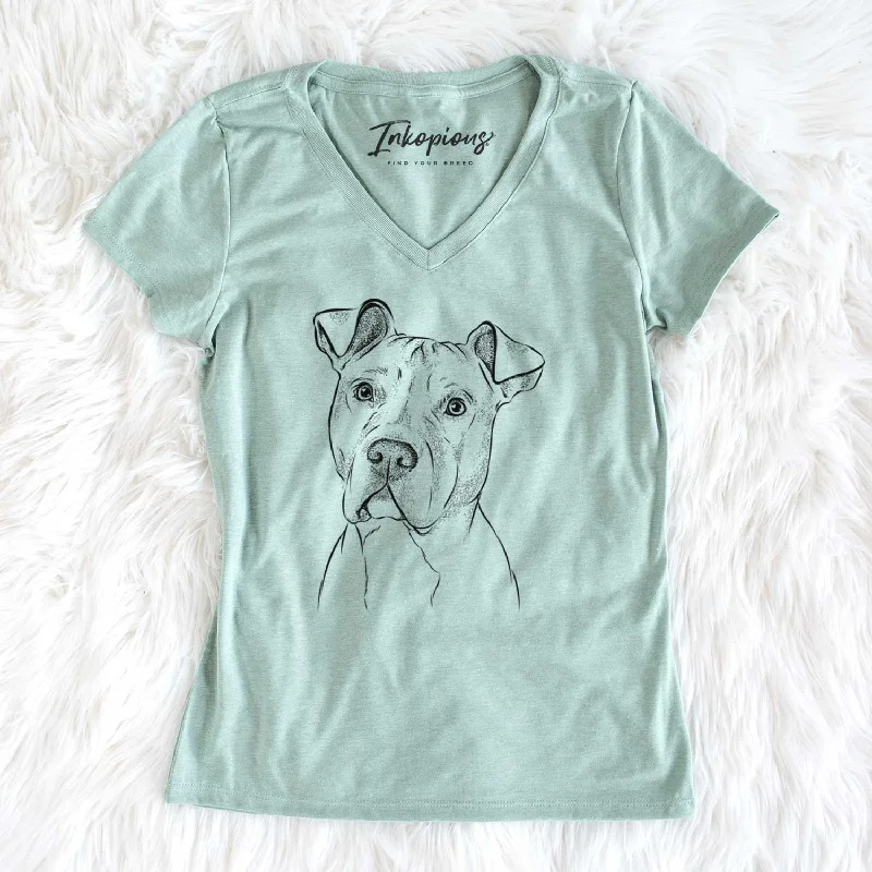 Bare Scraps the American Staffordshire Mix - Women's V-neck Shirt-- Print Jacquard Patchwork