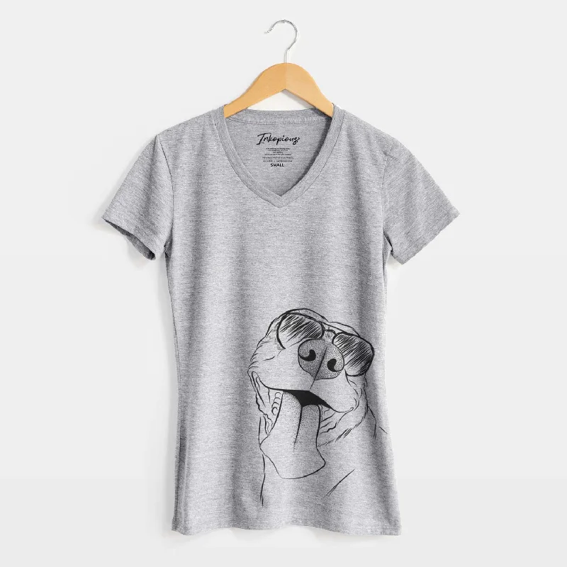 Aviator Xena the American Staffordshire Terrier - Women's V-neck Shirt-- Layered Multi-layer Single Layer