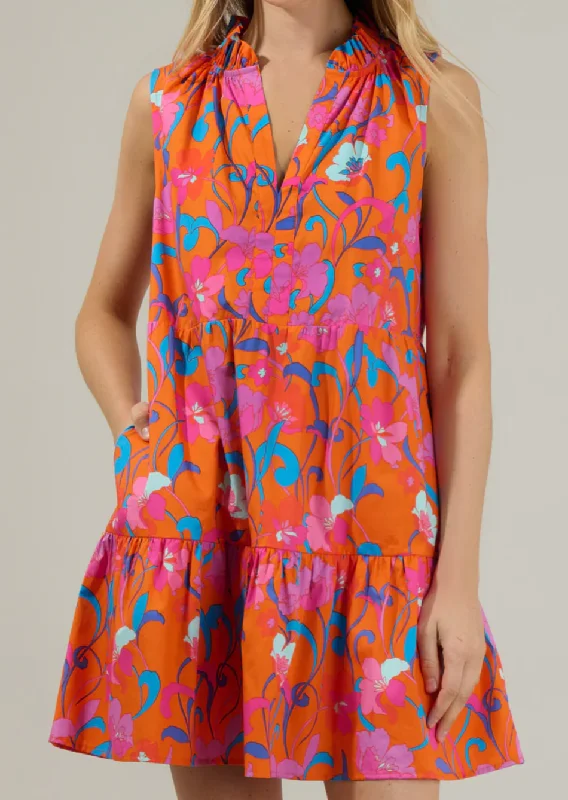Baila Floral Shift Mini Dress Fashionable Button-Front Mini Dress