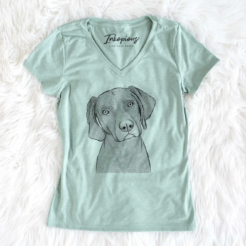 Bare Willow the Weizsla - Women's V-neck Shirt-- Mesh Canvas Denim