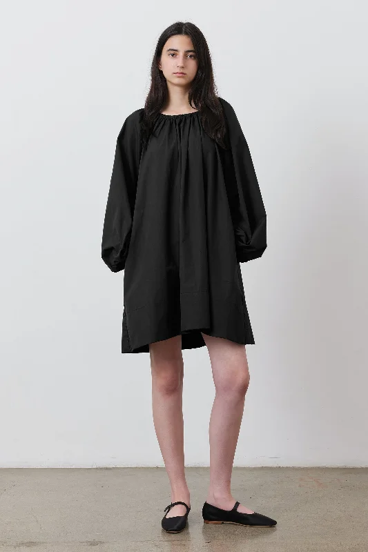 Bloom LS Mini Dress in Black Chic Pleated Mini Dress