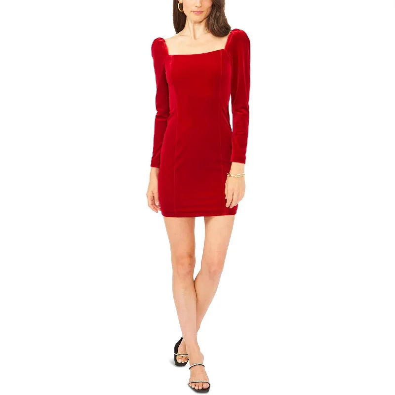 Womens Princess Seamed Velvet Mini Dress Chic Halter Mini Dress