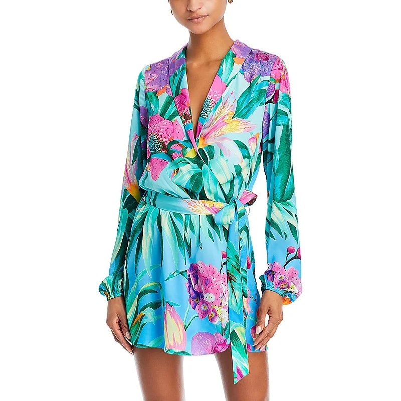 Womens Printed Polyester Mini Dress Classic Black Mini Dress