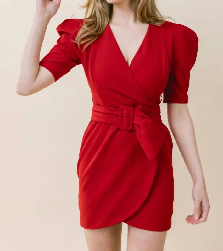 Mill Mini Dress In Red Fashionable Lace-Trim Mini Dress