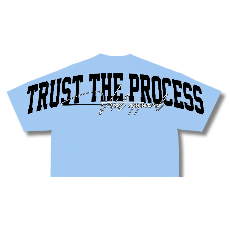 Fitted Crop T-Shirt - TTP Sky Blue/Black-- Hooded Caped Shawl Collar