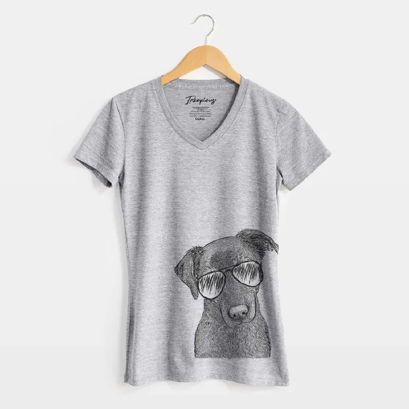 Aviator Sadie the Whipador - Women's V-neck Shirt-- Spandex Blend Rayon Blend Denim Blend