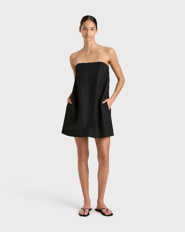 Bormio Strapless Mini Dress - Black Trendy Off-Shoulder Dress Mini