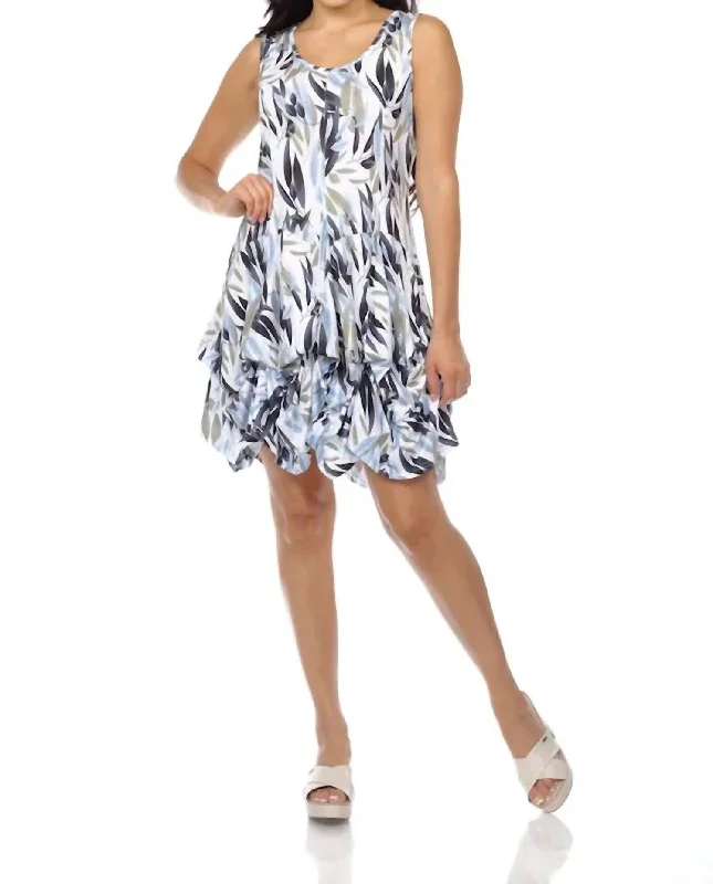 Sleeveless Floral Tiered Mini Dress In Muti Grey Cozy Satin Mini Dress