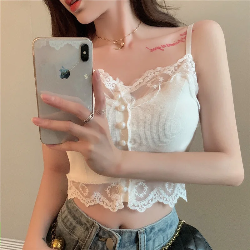 Design Feel Sweet And Spicy Bottom Shirt Pure Lace Top-- Collared Crew Neck Turtle Neck