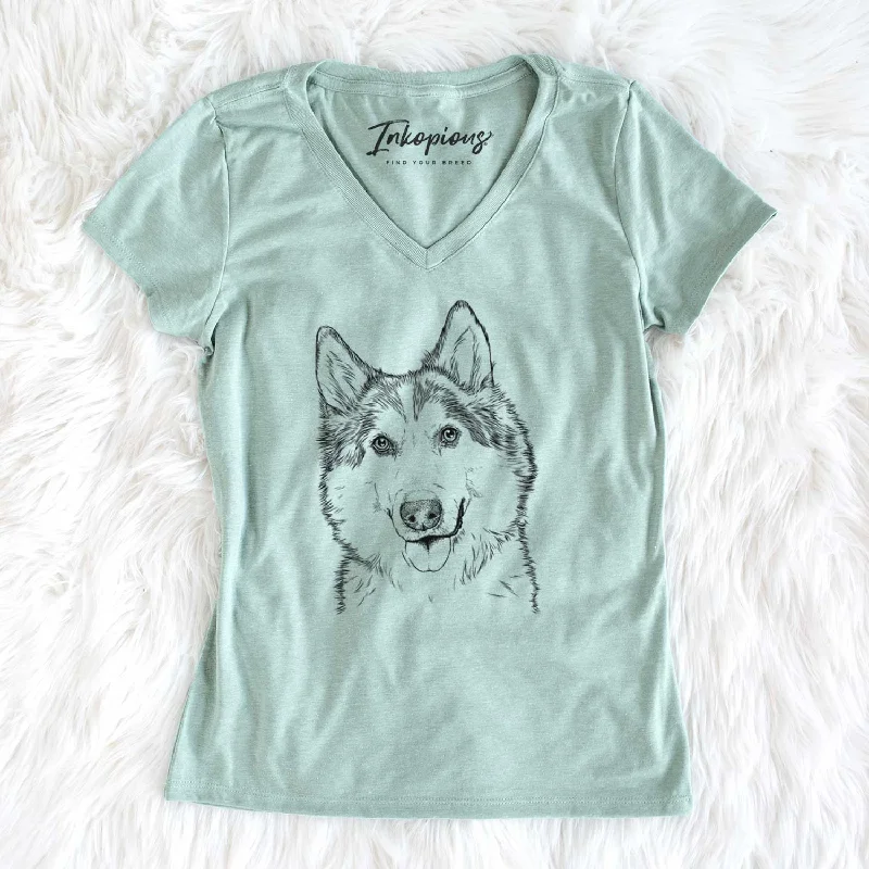 Bare Roshi the Mixed Breed - Women's V-neck Shirt-- V-Neck T-Shirt Long Sleeve Cotton
