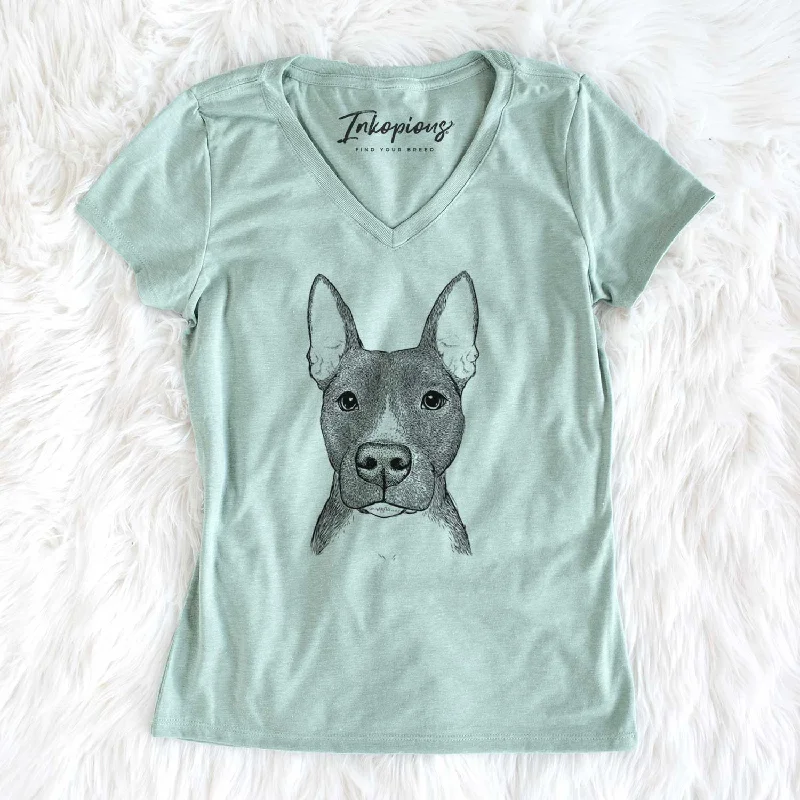 Bare Violet the Pitbull - Women's V-neck Shirt-- Elasticated Padded Insulated