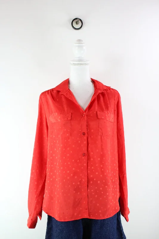 Vintage Red Blouse (L) Sweetheart Neck Blouse