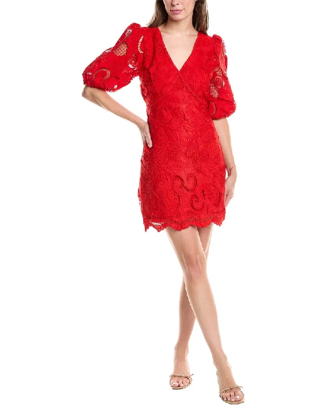 Beulah Mini Dress Elegant Satin Lace Mini Dress