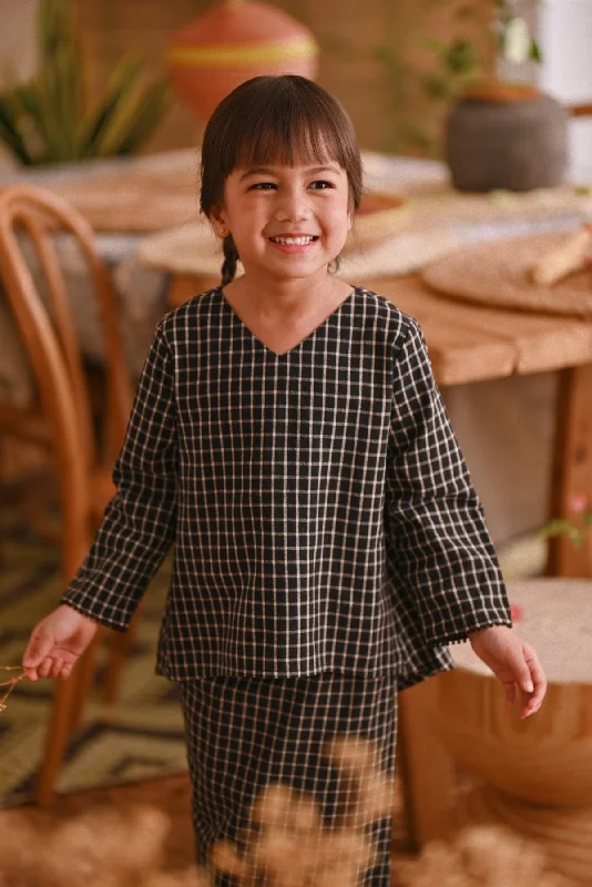 The Hening Flare Blouse - Black Gingham Chic Off-Shoulder Blouse