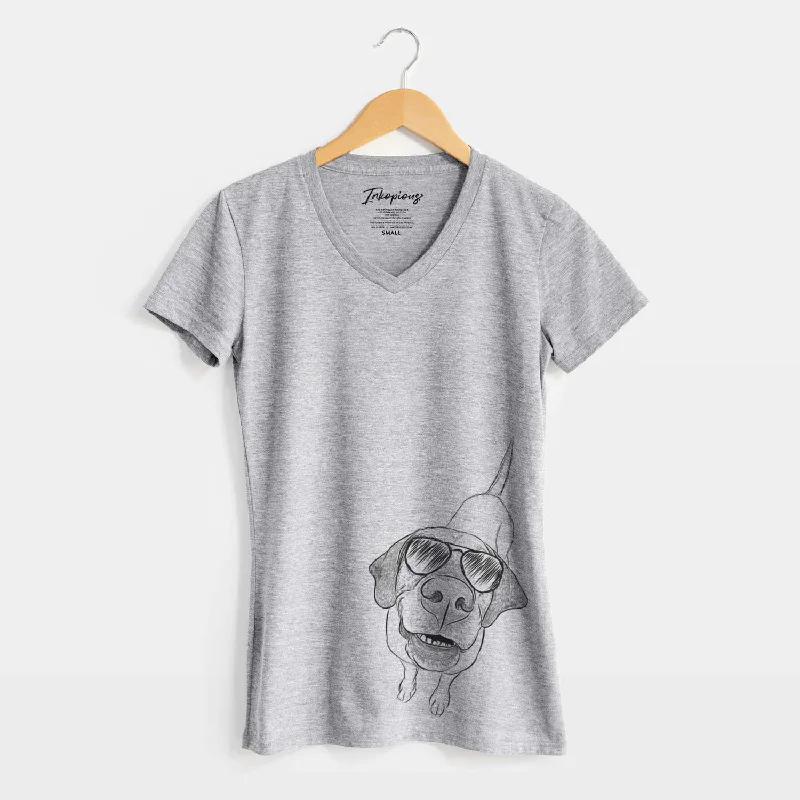 Aviator Oquirrh the Vizsla - Women's V-neck Shirt-- Oversized T-Shirt Spandex breathable