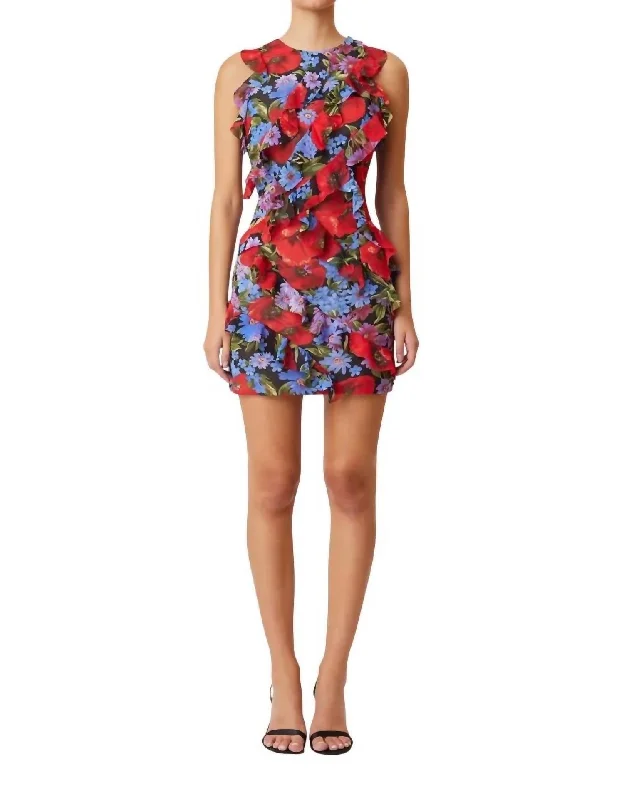 Thea Mini Dress In Multi Elegant Lace Mini Dress