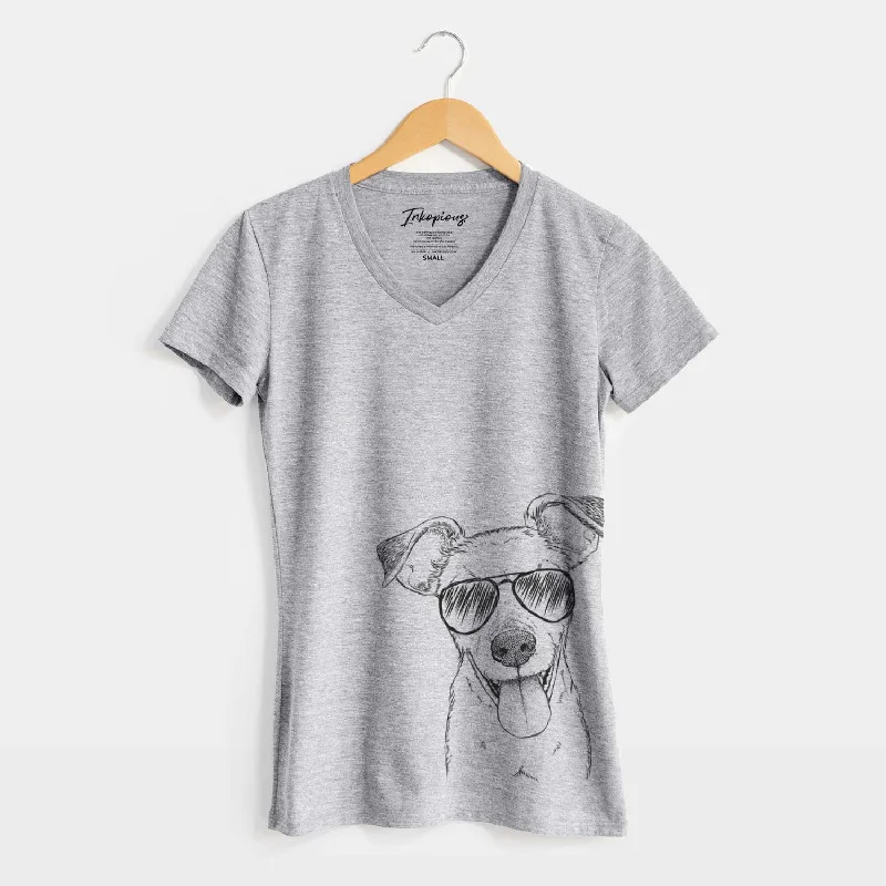 Aviator Tyler the Mixed Breed - Women's V-neck Shirt-- Terry Blend Velvet Blend Canvas Blend