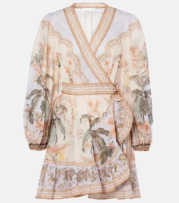 Zimmermann Wylie printed cotton wrap mini dress Trendy Button-Detail Mini Dress