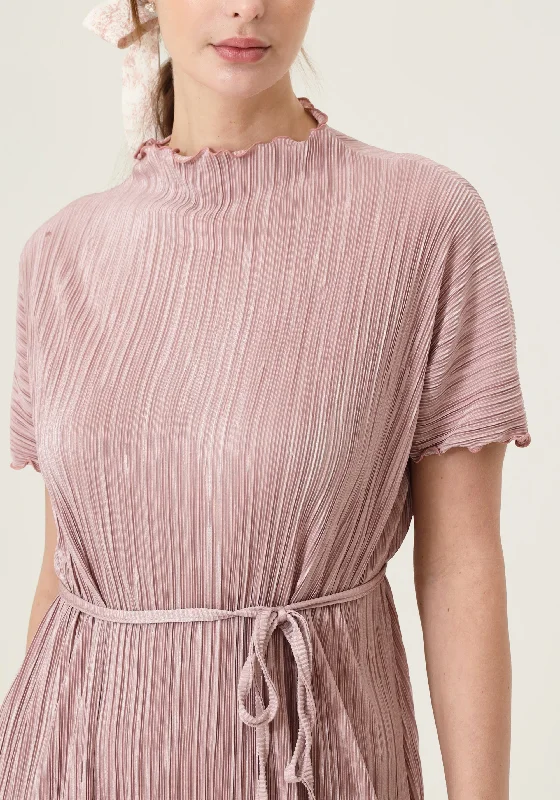 RUFFLED & PLEATED MINI DRESS Comfortable Fit-and-Flare Mini Dress