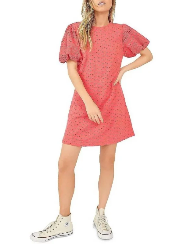 Apricot Rose Mini Dress In Strawberry Spritz Elegant Velvet Mini Dress