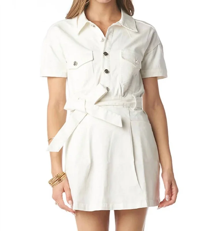 Yuma Mini Dress In Bright White Elegant Vintage Mini Dress