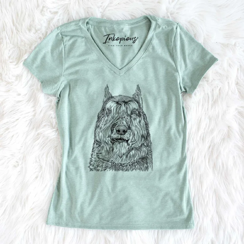 Bare Sabre the Bouvier Des Flandres - Women's V-neck Shirt-- Graphic T-Shirt Round Neck Polyester