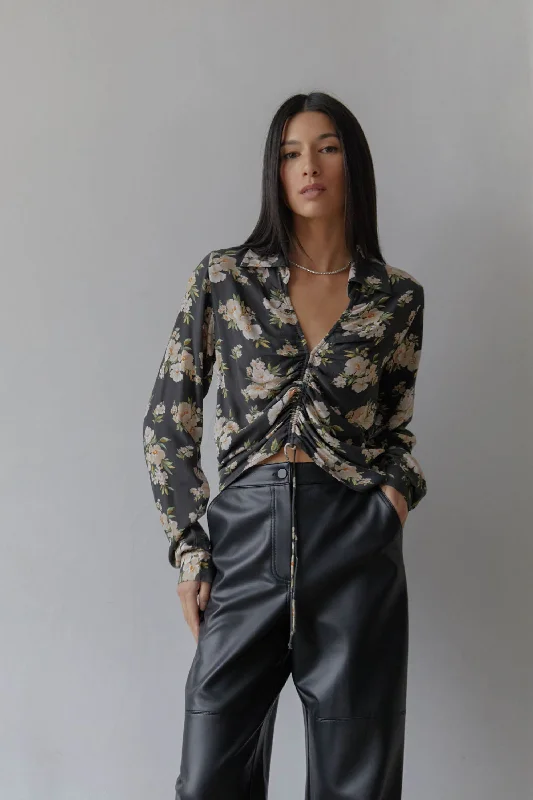 COLLARED FLORAL BLOUSE Smart Business Blouse