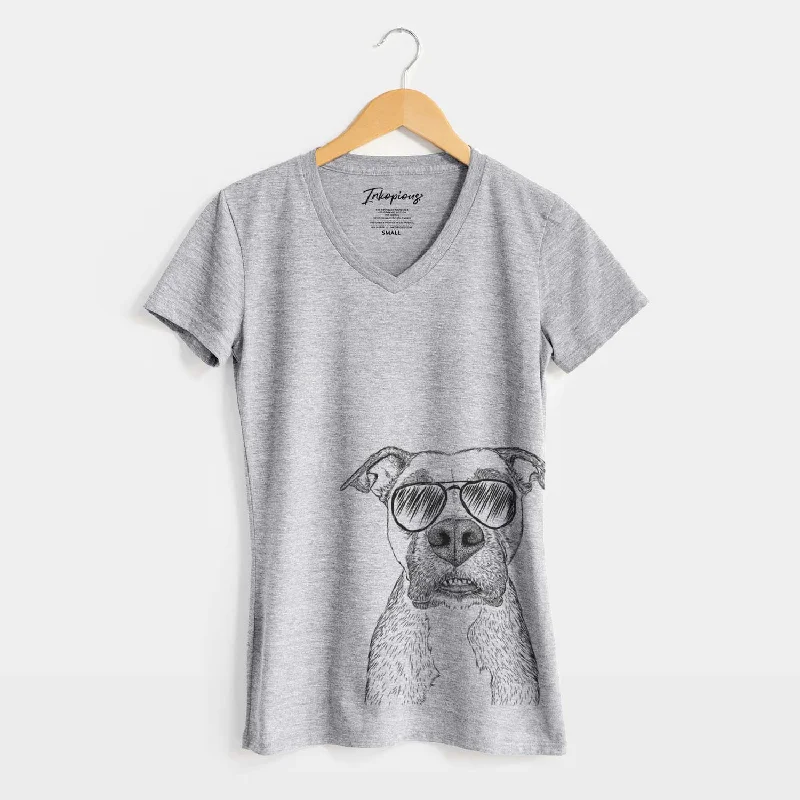 Aviator Xena the Mixed Breed - Women's V-neck Shirt-- Solid Color Striped Floral