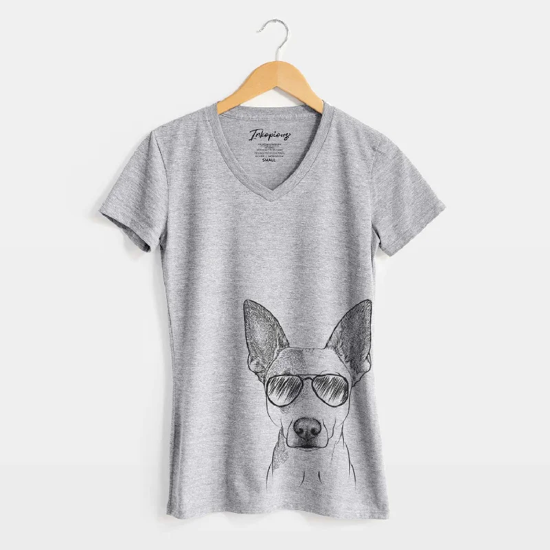 Aviator Roo the Mixed Breed - Women's V-neck Shirt-- Elasticated Padded Insulated