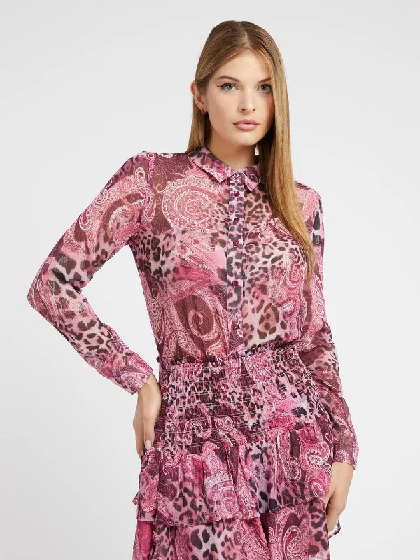 LS CLOUIS SHIRT - PURPLE KASHMIR PRINT-- Elasticated Padded Insulated