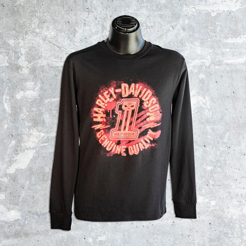Lake Shore Harley Davidson- Black Shirt with Red HD One Logo-- Solid Print Embellished