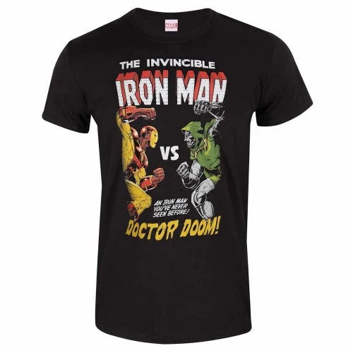Marvel Unisex Adult Iron Man Vs Doom T-Shirt-- Asymmetrical Pockets Print
